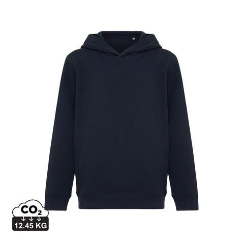 IQONIQ Yengo KidsHoodie mit Seitentaschen aus rec. Baumwolle navy blau bedrucken, Art.-Nr. T6404.002.34