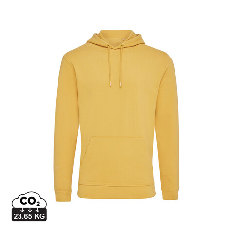 IQONIQ Jasper Hoodie aus recycelter Baumwolle ochre yellow bedrucken, Art.-Nr. T9400.021.XXS