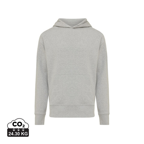 IQONIQ Yoho Relax-Hoodie aus recycelter Baumwolle heather grey bedrucken, Art.-Nr. T9402.013.XXS