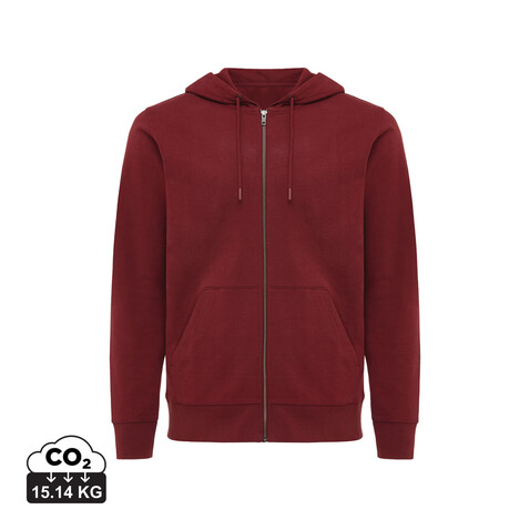 IQONIQ Abisko Zip-Kapuzenpullover aus recycelter Baumwolle burgunderrot bedrucken, Art.-Nr. T9600.007.S
