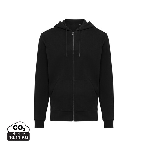 IQONIQ Abisko Zip-Kapuzenpullover aus recycelter Baumwolle schwarz bedrucken, Art.-Nr. T9600.001.XXS
