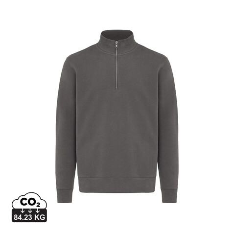 IQONIQ Elgon Quarter-Zip-Sweater aus rec. Baumwolle anthrazit bedrucken, Art.-Nr. T9601.019.XS