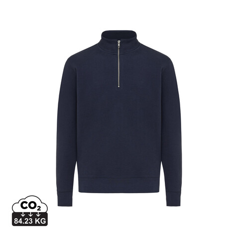 IQONIQ Elgon Quarter-Zip-Sweater aus rec. Baumwolle navy blau bedrucken, Art.-Nr. T9601.002.5XL