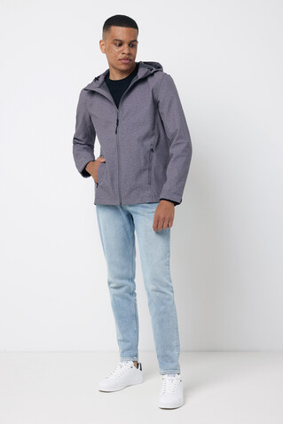 IQONIQ Makalu Herren Softshelljacke aus recyceltem Polyester vulcano heather grey bedrucken, Art.-Nr. T1700.028.S