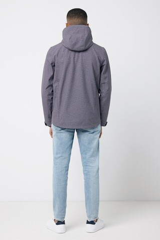 IQONIQ Makalu Herren Softshelljacke aus recyceltem Polyester vulcano heather grey bedrucken, Art.-Nr. T1700.028.S