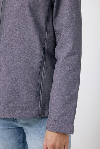 IQONIQ Makalu Herren Softshelljacke aus recyceltem Polyester vulcano heather grey bedrucken, Art.-Nr. T1700.028.S