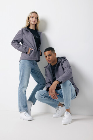 IQONIQ Makalu Herren Softshelljacke aus recyceltem Polyester vulcano heather grey bedrucken, Art.-Nr. T1700.028.S