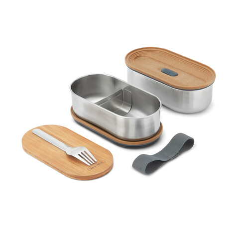Black+Blum Stainless Steel Double Bento Box grau bedrucken, Art.-Nr. P439.2002 Black+Blum Stainless Steel Double Bento Box grau bedrucken, Art.-Nr. P439.2002