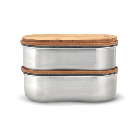 Black+Blum Stainless Steel Double Bento Box grau bedrucken, Art.-Nr. P439.2002 Black+Blum Stainless Steel Double Bento Box grau bedrucken, Art.-Nr. P439.2002