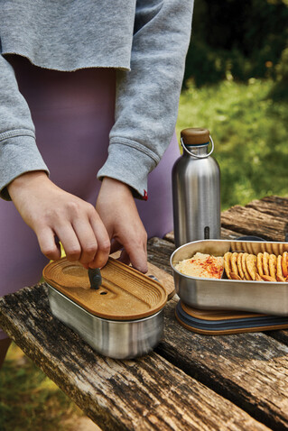 Black+Blum Stainless Steel Double Bento Box grau bedrucken, Art.-Nr. P439.2002 Black+Blum Stainless Steel Double Bento Box grau bedrucken, Art.-Nr. P439.2002