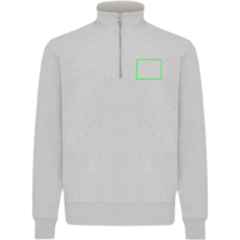 IQONIQ Elgon Quarter-Zip-Sweater aus rec. Baumwolle light heather grey bedrucken, Art.-Nr. T9601.032.5XL