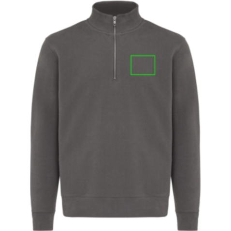 IQONIQ Elgon Quarter-Zip-Sweater aus rec. Baumwolle anthrazit bedrucken, Art.-Nr. T9601.019.M