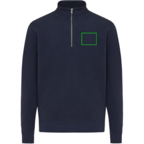 IQONIQ Elgon Quarter-Zip-Sweater aus rec. Baumwolle navy blau bedrucken, Art.-Nr. T9601.002.4XL