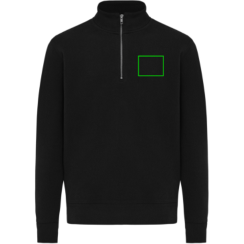 IQONIQ Elgon Quarter-Zip-Sweater aus rec. Baumwolle schwarz bedrucken, Art.-Nr. T9601.001.XS IQONIQ Elgon Quarter-Zip-Sweater aus rec. Baumwolle schwarz bedrucken, Art.-Nr. T9601.001.XS