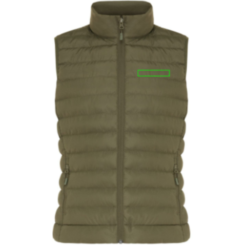 IQONIQ Meru Damen Bodywarmer aus recyceltem Polyester khaki bedrucken, Art.-Nr. T4702.020.M