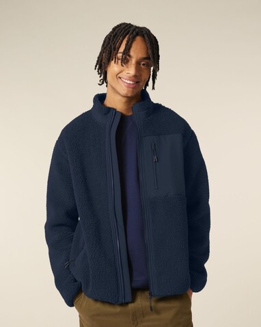 Brooker - Die Relaxed Unisex-Sherpajacke - French Navy - XS bedrucken, Art.-Nr. STJU248C727XS