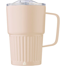 Recycelter Edelstahl-Reisebecher mit doppelter Wand (450 ml) Calo – beige bedrucken, Art.-Nr. 357999999_1267377