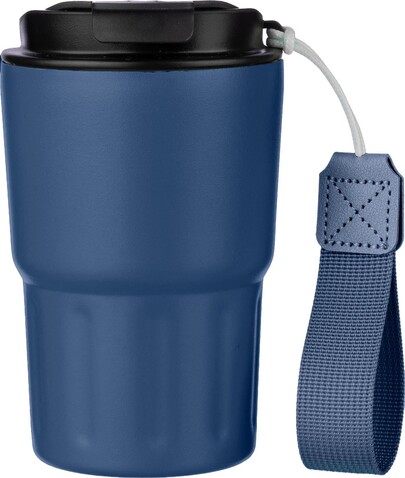 Doppelwandiger Becher aus Edelstahl Louisa – Blau bedrucken, Art.-Nr. 005999999_1096714