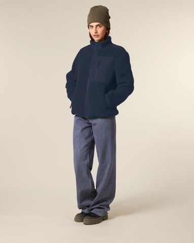 Brooker - Die Relaxed Unisex-Sherpajacke - French Navy - XL bedrucken, Art.-Nr. STJU248C7271X