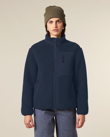 Brooker - Die Relaxed Unisex-Sherpajacke - French Navy - XL bedrucken, Art.-Nr. STJU248C7271X