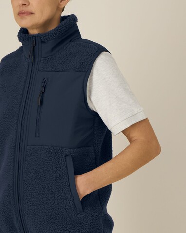 Liner - Die Unisex-Sherpaweste - French Navy - M bedrucken, Art.-Nr. STJU249C7271M