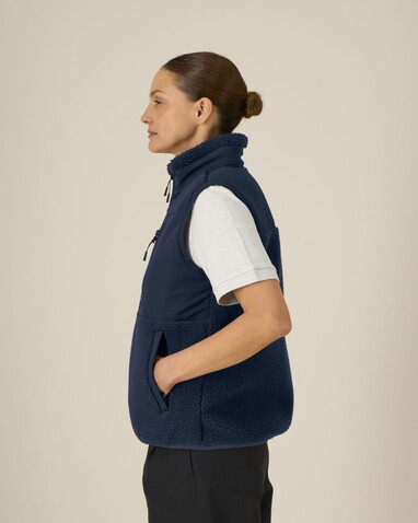 Liner - Die Unisex-Sherpaweste - French Navy - M bedrucken, Art.-Nr. STJU249C7271M