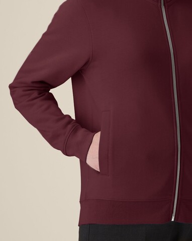 Trailer 2.0 - Das Unisex-Sweatshirt mit Reißverschluss und Stehkragen - Burgundy - XXS bedrucken, Art.-Nr. STSU253C2442S