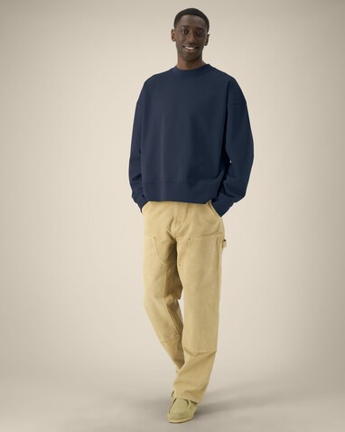 Ryler - Das Boxy Rundhals-Unisex-Sweatshirt aus recycelter Baumwolle - French Navy - XL bedrucken, Art.-Nr. STSU255C7271X