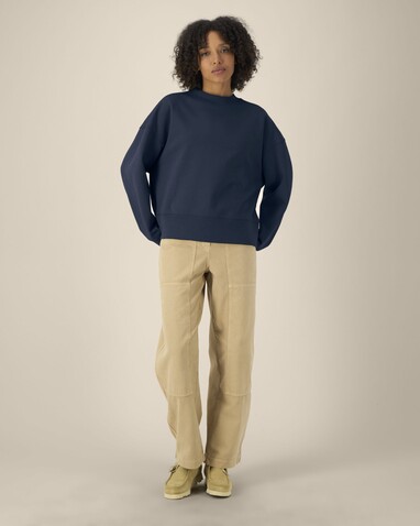 Ryler - Das Boxy Rundhals-Unisex-Sweatshirt aus recycelter Baumwolle - French Navy - XXS bedrucken, Art.-Nr. STSU255C7272S