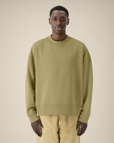 Ryler - Das Boxy Rundhals-Unisex-Sweatshirt aus recycelter Baumwolle - Faded Olive - M bedrucken, Art.-Nr. STSU255C1531M