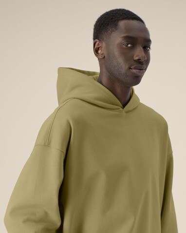 Voicer - Der Boxy Unisex-Hoodie aus recycelter Baumwolle - Faded Olive - L bedrucken, Art.-Nr. STSU256C1531L