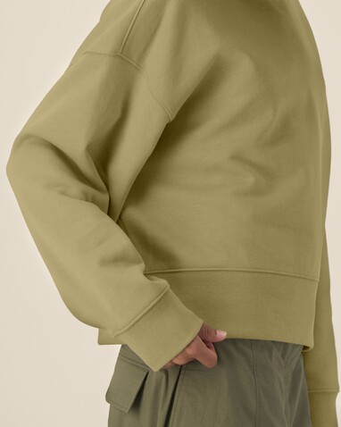 Voicer - Der Boxy Unisex-Hoodie aus recycelter Baumwolle - Faded Olive - L bedrucken, Art.-Nr. STSU256C1531L