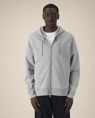 Astor - Der Unisex-Zip-Hoodie aus Baumwolle-TENCEL™ Modal - Heather Grey - XL bedrucken, Art.-Nr. STSU261C2501X