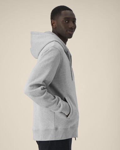 Astor - Der Unisex-Zip-Hoodie aus Baumwolle-TENCEL™ Modal - Heather Grey - XL bedrucken, Art.-Nr. STSU261C2501X