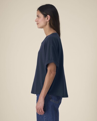 Stella Collider - Das Oversized Damen-T-Shirt mit gekrempelten Ärmeln - French Navy - XXL bedrucken, Art.-Nr. STTW089C7272X