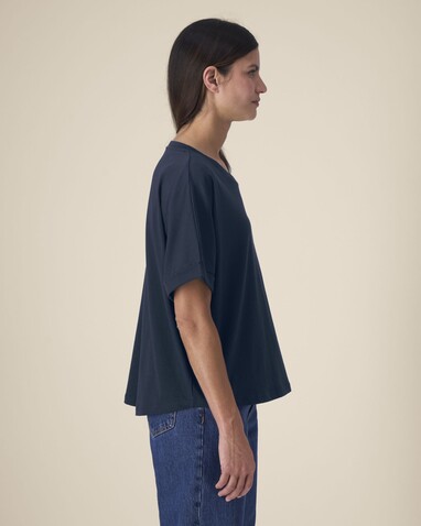 Stella Collider - Das Oversized Damen-T-Shirt mit gekrempelten Ärmeln - French Navy - M bedrucken, Art.-Nr. STTW089C7271M