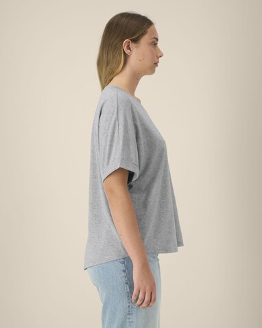 Stella Collider - Das Oversized Damen-T-Shirt mit gekrempelten Ärmeln - Heather Grey - XL bedrucken, Art.-Nr. STTW089C2501X