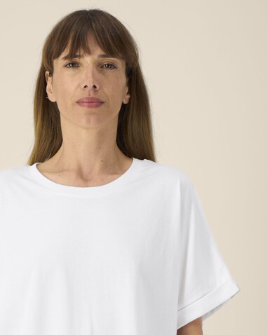 Stella Collider - Das Oversized Damen-T-Shirt mit gekrempelten Ärmeln - White - XS bedrucken, Art.-Nr. STTW089C001XS