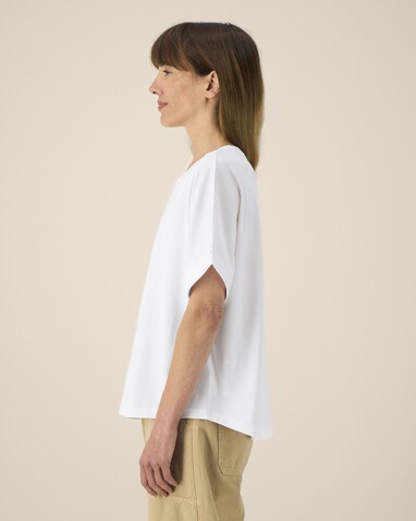 Stella Collider - Das Oversized Damen-T-Shirt mit gekrempelten Ärmeln - White - XS bedrucken, Art.-Nr. STTW089C001XS
