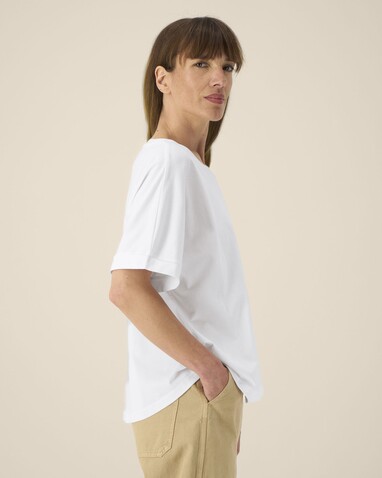 Stella Collider - Das Oversized Damen-T-Shirt mit gekrempelten Ärmeln - White - XS bedrucken, Art.-Nr. STTW089C001XS