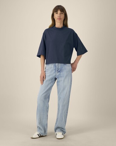 Stella Raya - Das kurze Damen-T-Shirt aus recycelter Baumwolle - French Navy - XL bedrucken, Art.-Nr. STTW259C7271X Stella Raya - Das kurze Damen-T-Shirt aus recycelter Baumwolle - French Navy - XL bedrucken, Art.-Nr. STTW259C7271X