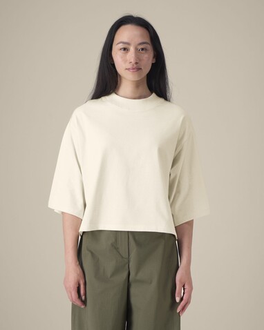 Stella Raya - Das kurze Damen-T-Shirt aus recycelter Baumwolle - Natural Raw - XXL bedrucken, Art.-Nr. STTW259C0542X Stella Raya - Das kurze Damen-T-Shirt aus recycelter Baumwolle - Natural Raw - XXL bedrucken, Art.-Nr. STTW259C0542X