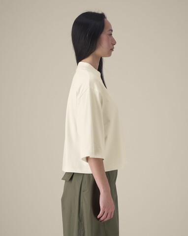 Stella Raya - Das kurze Damen-T-Shirt aus recycelter Baumwolle - Natural Raw - XS bedrucken, Art.-Nr. STTW259C054XS Stella Raya - Das kurze Damen-T-Shirt aus recycelter Baumwolle - Natural Raw - XS bedrucken, Art.-Nr. STTW259C054XS