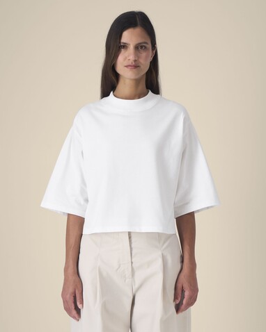 Stella Raya - Das kurze Damen-T-Shirt aus recycelter Baumwolle - White - XXL bedrucken, Art.-Nr. STTW259C0012X Stella Raya - Das kurze Damen-T-Shirt aus recycelter Baumwolle - White - XXL bedrucken, Art.-Nr. STTW259C0012X