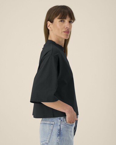 Stella Raya - Das kurze Damen-T-Shirt aus recycelter Baumwolle - Black - XL bedrucken, Art.-Nr. STTW259C0021X Stella Raya - Das kurze Damen-T-Shirt aus recycelter Baumwolle - Black - XL bedrucken, Art.-Nr. STTW259C0021X
