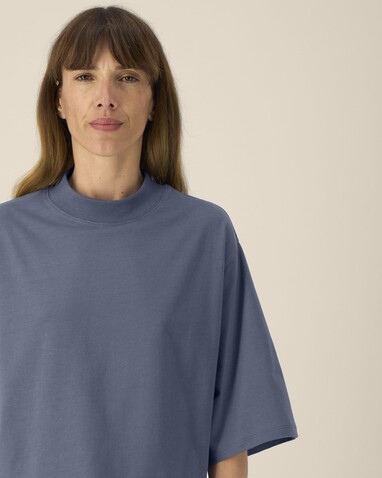 Stella Raya - Das kurze Damen-T-Shirt aus recycelter Baumwolle - Blue Grey - L bedrucken, Art.-Nr. STTW259C1561L