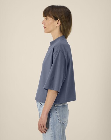 Stella Raya - Das kurze Damen-T-Shirt aus recycelter Baumwolle - Blue Grey - XS bedrucken, Art.-Nr. STTW259C156XS Stella Raya - Das kurze Damen-T-Shirt aus recycelter Baumwolle - Blue Grey - XS bedrucken, Art.-Nr. STTW259C156XS