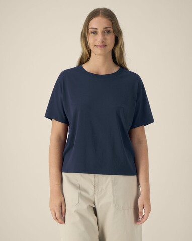 Stella Etta - Das Damen-T-Shirt aus Baumwolle-TENCEL™ Modal - French Navy - XXL bedrucken, Art.-Nr. STTW264C7272X