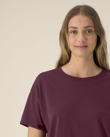 Stella Etta - Das Damen-T-Shirt aus Baumwolle-TENCEL™ Modal - Deep Plum - XL bedrucken, Art.-Nr. STTW264C1511X