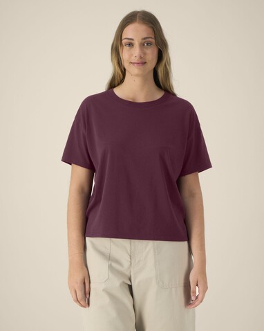 Stella Etta - Das Damen-T-Shirt aus Baumwolle-TENCEL™ Modal - Deep Plum - XL bedrucken, Art.-Nr. STTW264C1511X